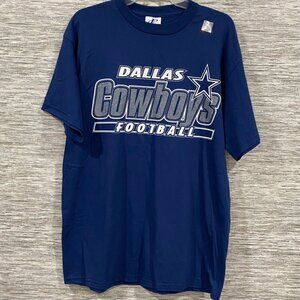 Dallas Cowboys Football Logo Athletic T-Shirt Lg 100% Cotton Navy Blue Mens NWOT